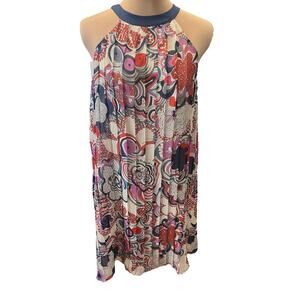 Liberty London x Target colorful retro mod 60s 70s pleated swing halter dress